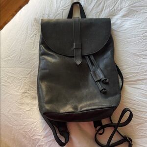 ABLE Black Leather Backpack